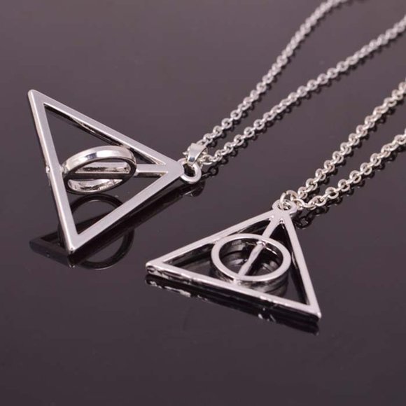 Silver Deathly Hallows Necklace, HP Inspired, Fandom Necklace, Potter Fan! - Picture 2 of 7